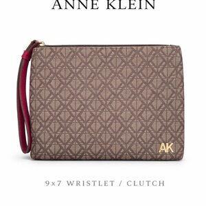 Anne Klein Tan and Red Wristlet Clutch
